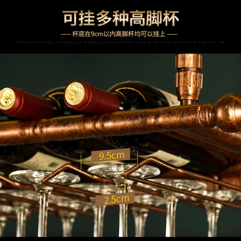 Portabottiglie Da Vino E Bicchieri Sospeso A Soffitto O Parete – Regolabile In Altezza – Ferro Nero – Espositore Per Cantina, Cucina, Bar - 2