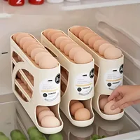 Support à œufs pour réfrigérateur, design coulissant automatique, rangement gain de place, matériau PP transparent, ustensile de cuisine pour la conservation des aliments 1