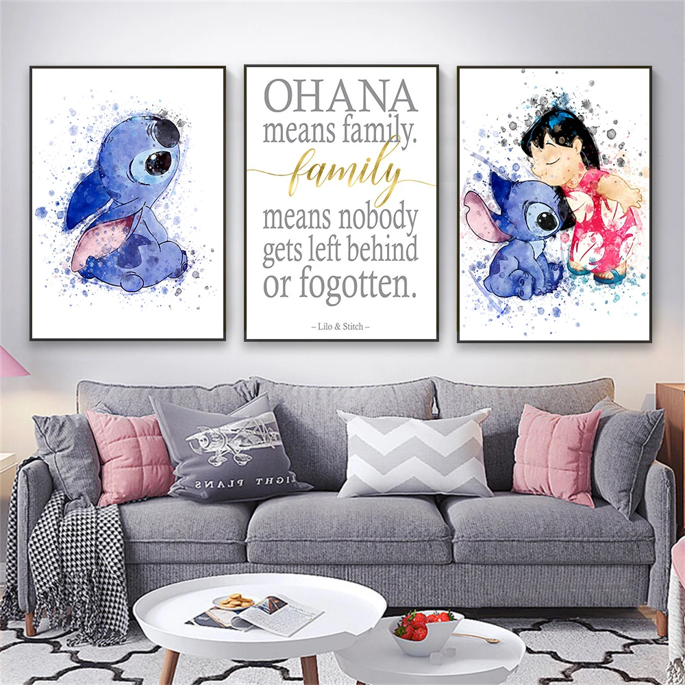 Lilo And Stitch Prints Ohana Quote Poster Disney Wall Art Stitch