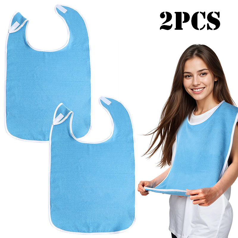 Adult Reusable Bibs Unisex Washable Saliva Aprons Adjustable Fit Woven with Hook Loop Closure for Elderly Clothing Protection