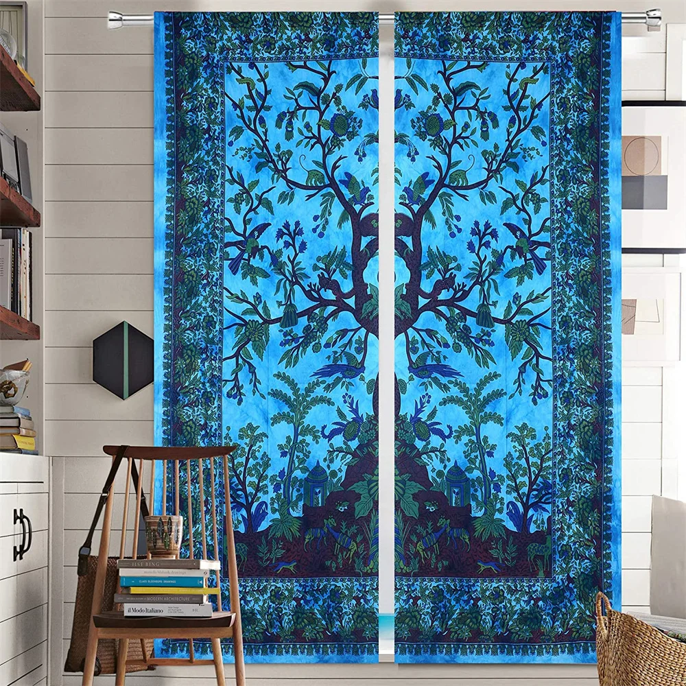 

Free Shipping Tapestry Curtains for Windows Forest Indian Hippie Bird Door Drape Thin Treatment 2 Panels for Living Room Bedroom