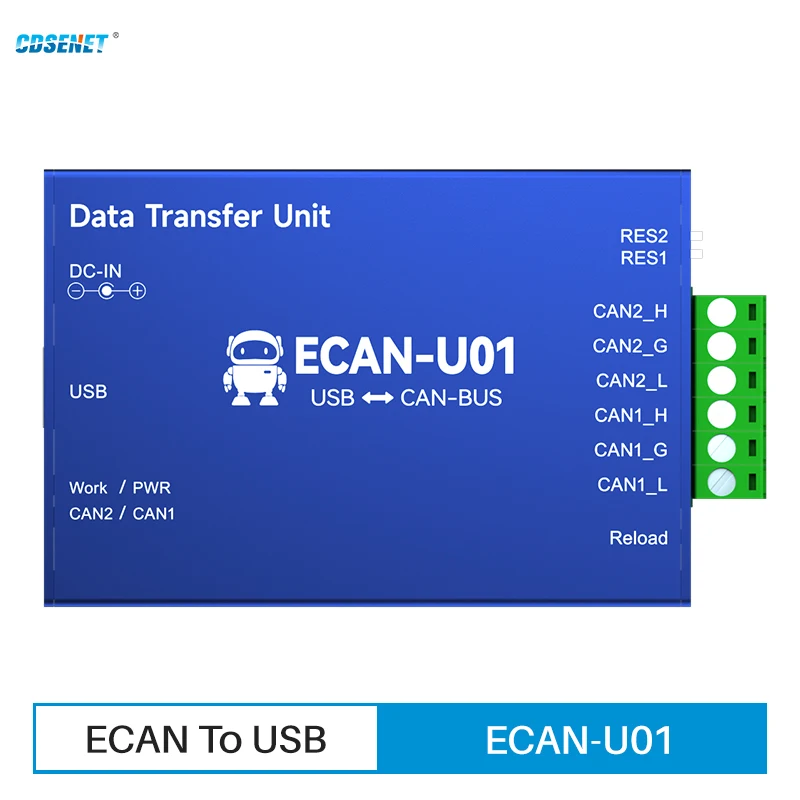 CAN to USB Protocol Converter CDSENET ECAN-U01 CAN2.0 USB2.0 CANBUS 2-way Transparent Transmission Communication Transceiver cdsenet ecan s01 can 2 0 to serial ttl protocol converter modbus rtu conversion transparent transmission communication module
