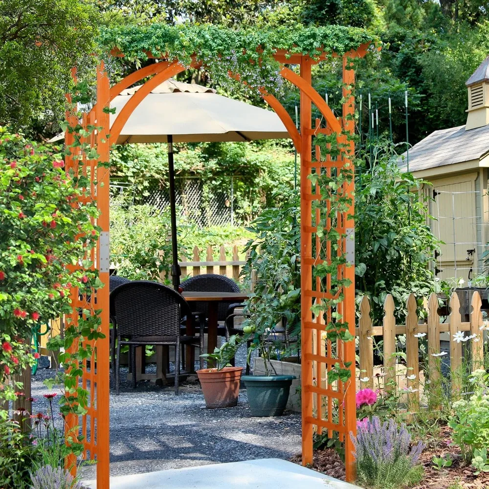 

Garden Arches, 7FT Wood Garden Trellis Arbor, Climbing Arbor Arch for Ceremony Planting, Patio Greenhouse Decoration Decor