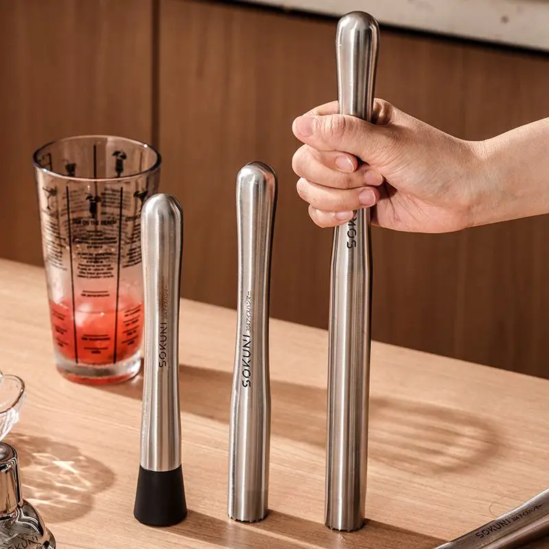 Stainless Steel Masher Stick Ice Hammer, Shaker Cup, Household Kitchen Tools, Juice Rammer, Squeezer Punch, Lemon Tea Hammer Too