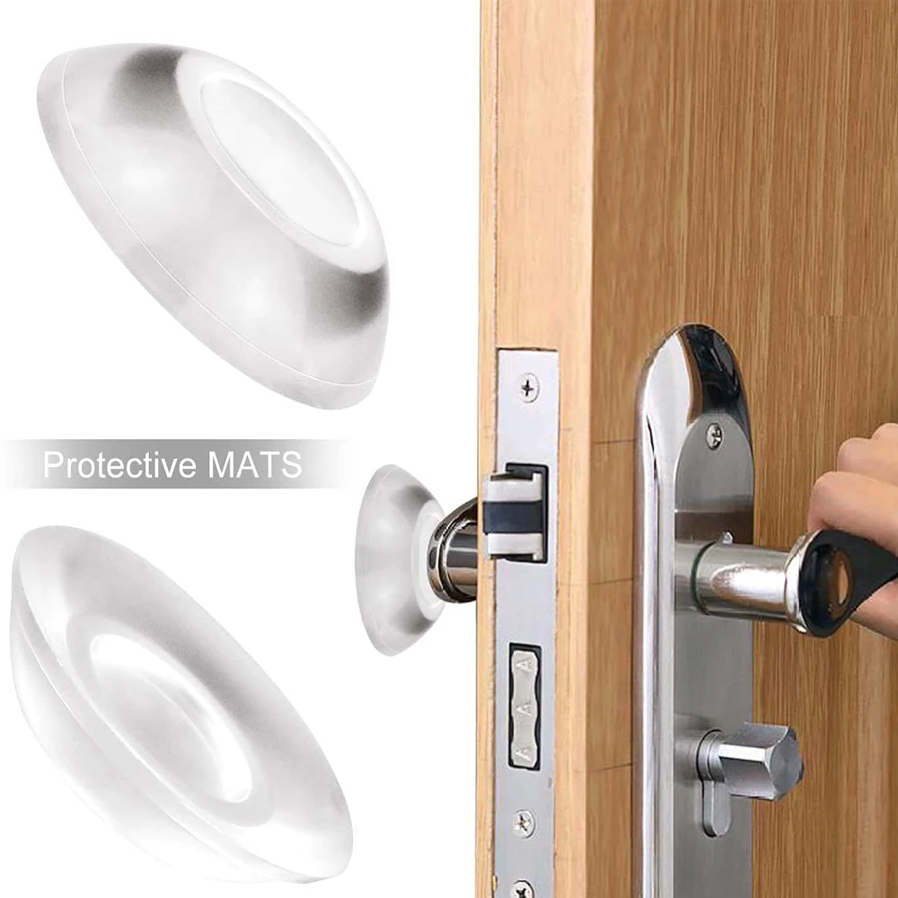 6 Pcs PU Door Wall Protector Pads Washable Self Adhesive Transparent Door Stopper