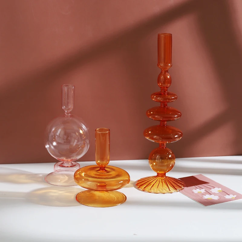 Glass Candle Holders Nordic Home Decor Romantic Candlesticks Wedding Table Centerpiece