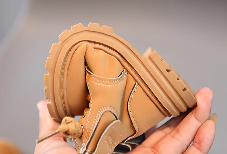 New Children's Fashion Winter Thickened Boys Girls' Anti Slip Warm Leather Boots Side Zipper Solid Color Kids Casual_voghion.com