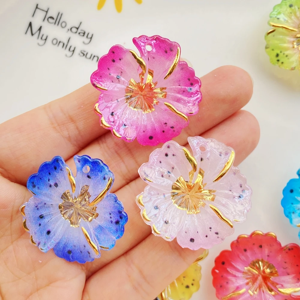 10PCS 스크랩북, 웨딩 장식 및 DIY 쥬얼리 액세서리 만들기에 대 한 구멍이있는 혼합 된 아크릴 컬러 꽃