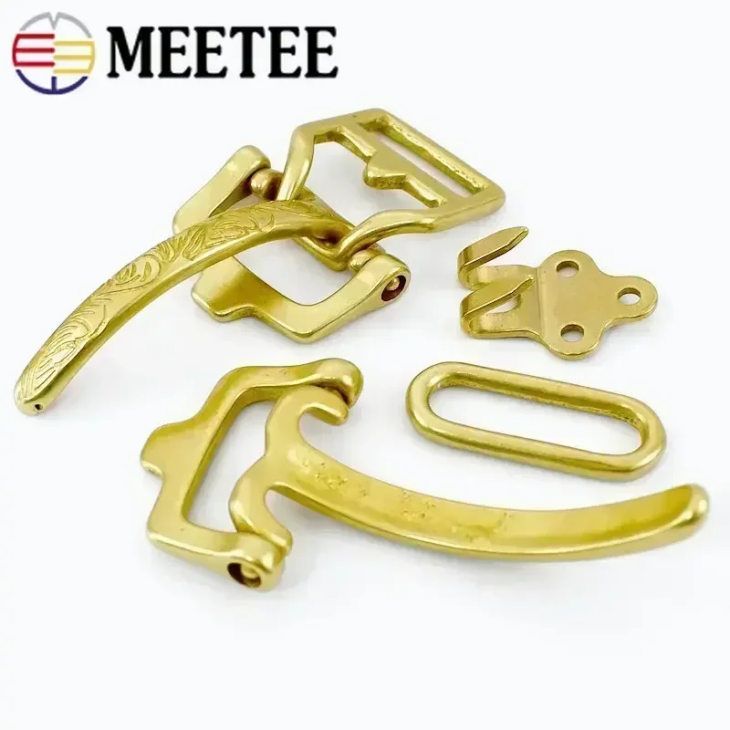 Premium Solid Brass Cavalry Belt Buckle Set - 4 Pieces