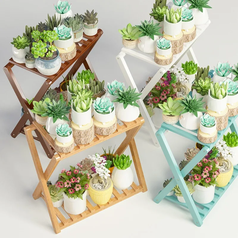 Creative Bamboo Plant Shelves Multi Layer Storage Rack Home Flowers Stand Shelf for Indoor Plants Suitable for Balcony Outdoor