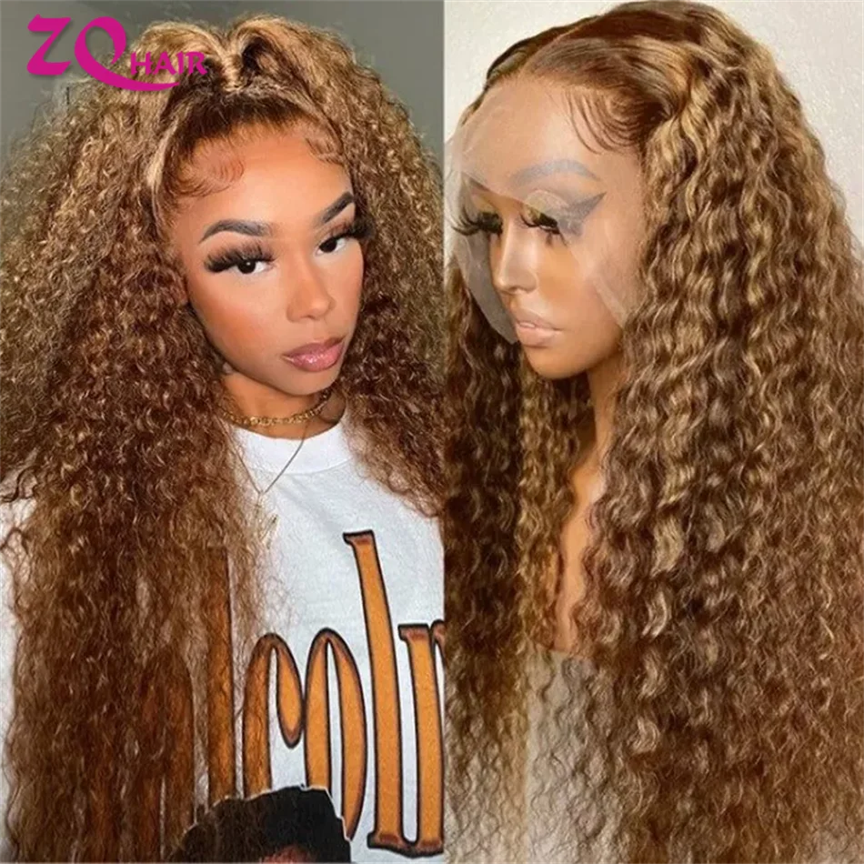 30 32 Inch Curly Highlight Wig Human Hair Hd Transparent Lace Frontal Wig  Preplucked Lace Closure Wig Deep Curly Human Hair Wigs - Lace Wigs -  AliExpress