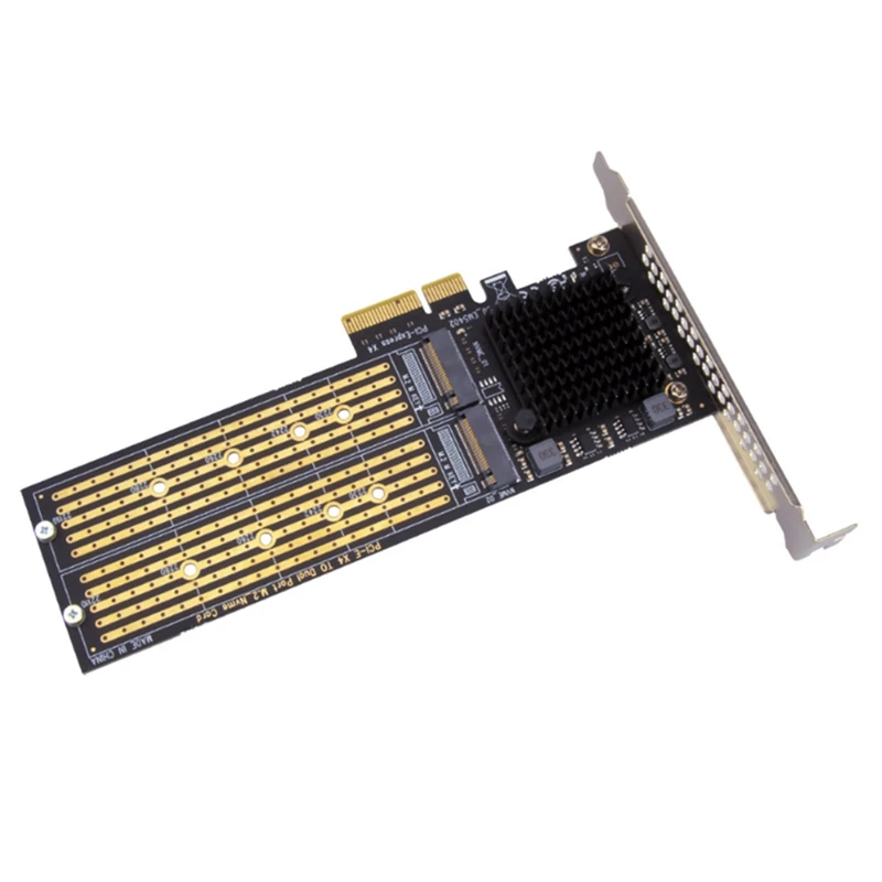 

SSU PCI-E X4 To Dual Nvme Pcie Adapter,M.2 Nvme SSD To PCI-E X8/X16 Card Support M.2 (M Key) Nvme SSD 22110/2280/2260/2242