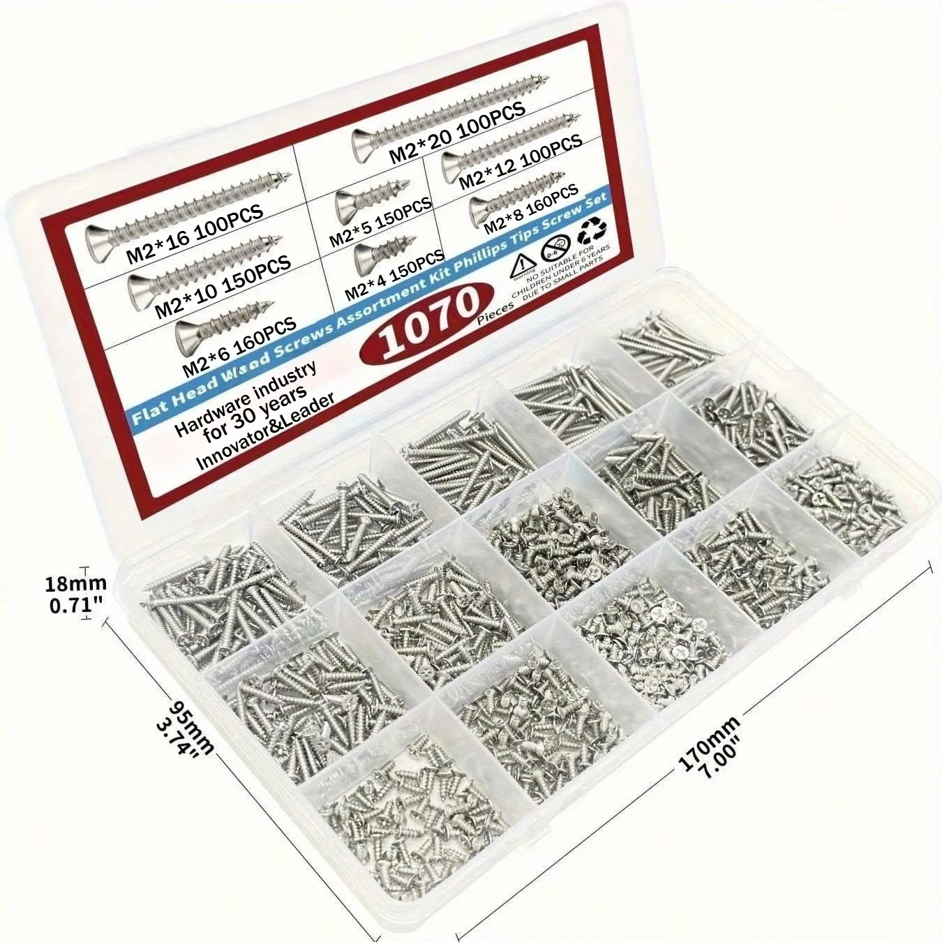 Self Tapping Screw Assortment Kit 1070pcs Self Tapping Screw Assortment Kit M2 Wood Thread Nail Screw Sets Tapping Assortment Kit Lock Nut Wood Thread Nail