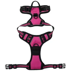 Reflective Adjustable Breathable Pet Harness and Collar Accessory - M (Rose)