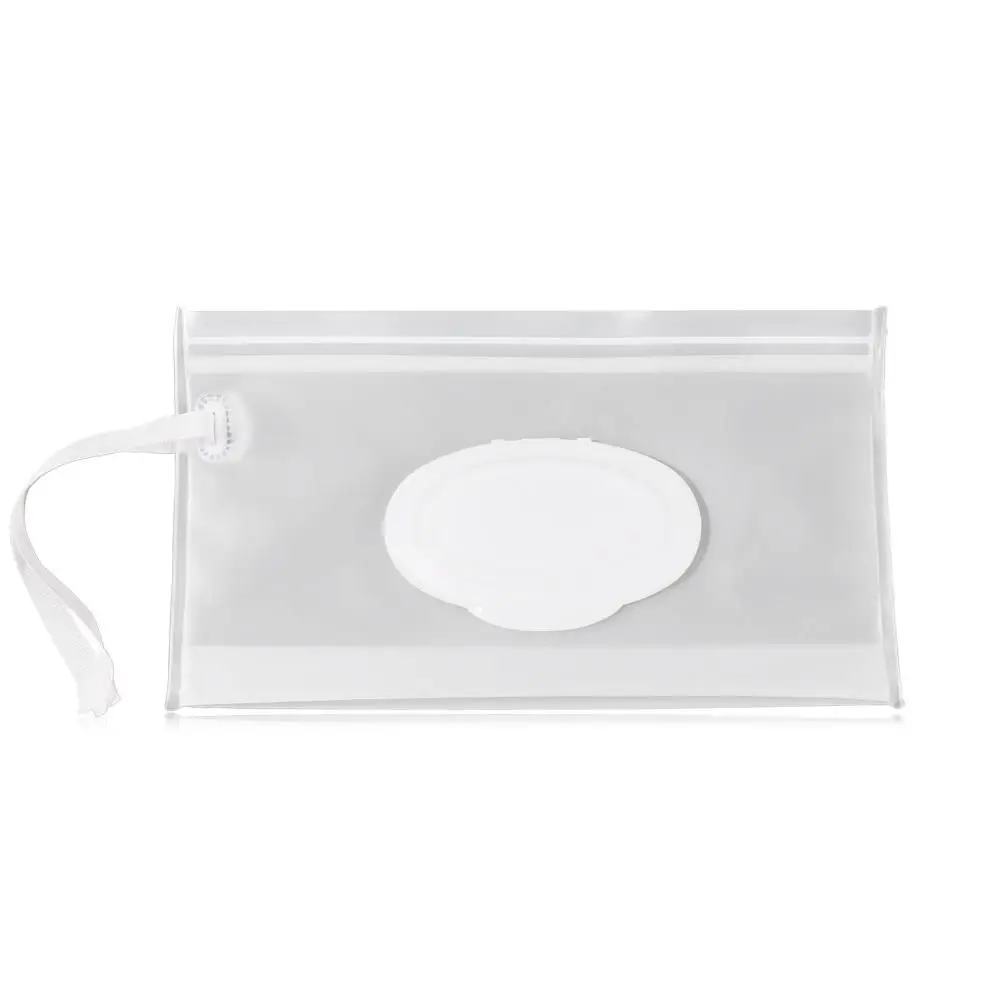 Transparent Wet Wipes Bag Snap Strap Napkin Storage Pouch Easy-carry Eco-Friendly Mask Case Reusable Cosmetic Container 5