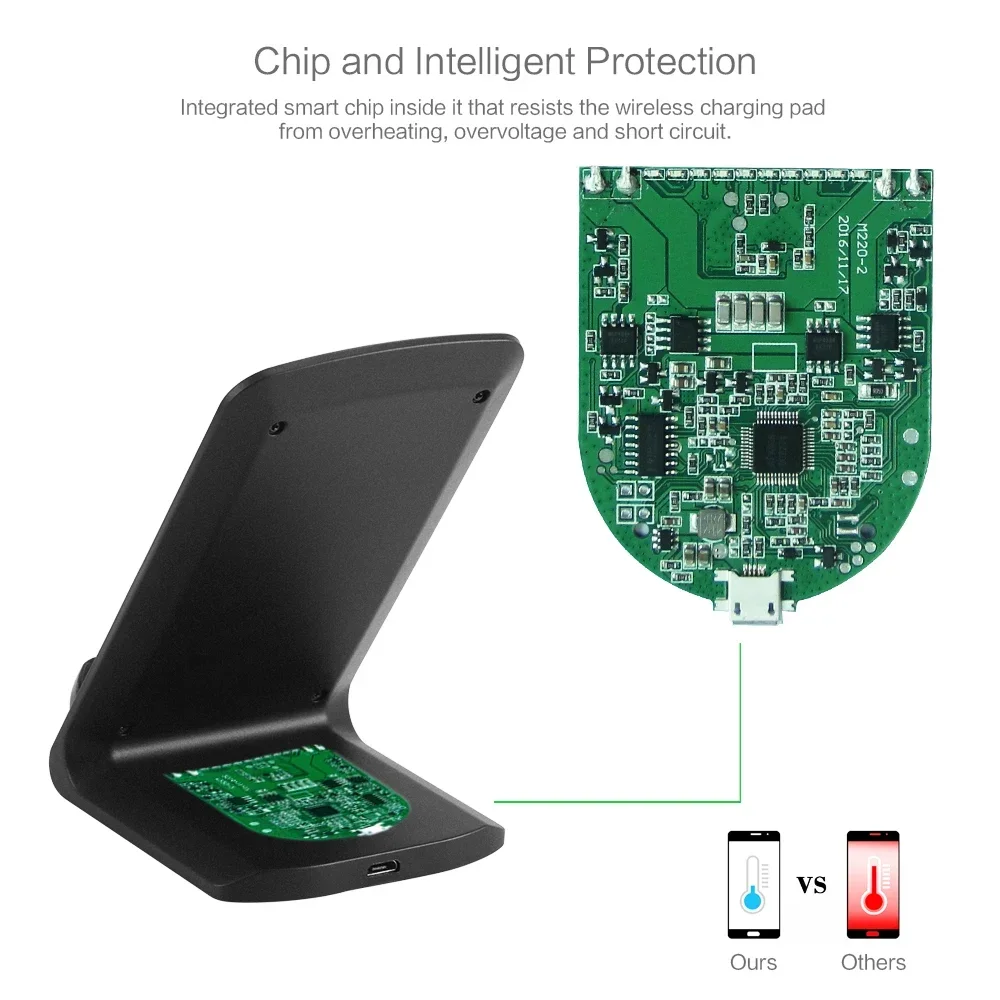 15W Qi Wireless Charger Stand Fast Charging Dock Station Phone Holder for iPhone 15 14 13 12 Pro XS Max XR Samsung Huawei Xiaomi wireless charger