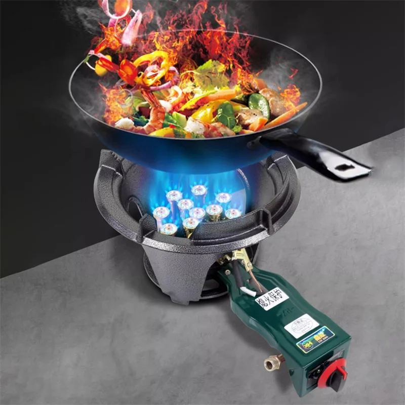 Commercial Wok Gas Burner Low Pressure Fierce Fire Stove Thickened Cast Iron Gas Cooktop Liquefied Natural Gas Single Stove 2