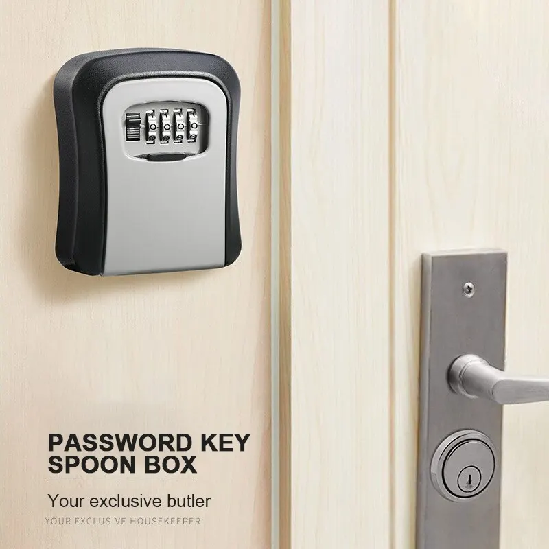 Wall Mount Key Storage Secret Box Organizer 4 Digit Combination Password Security Code Lock No Key Home Key Safe Box Caja Fuerte