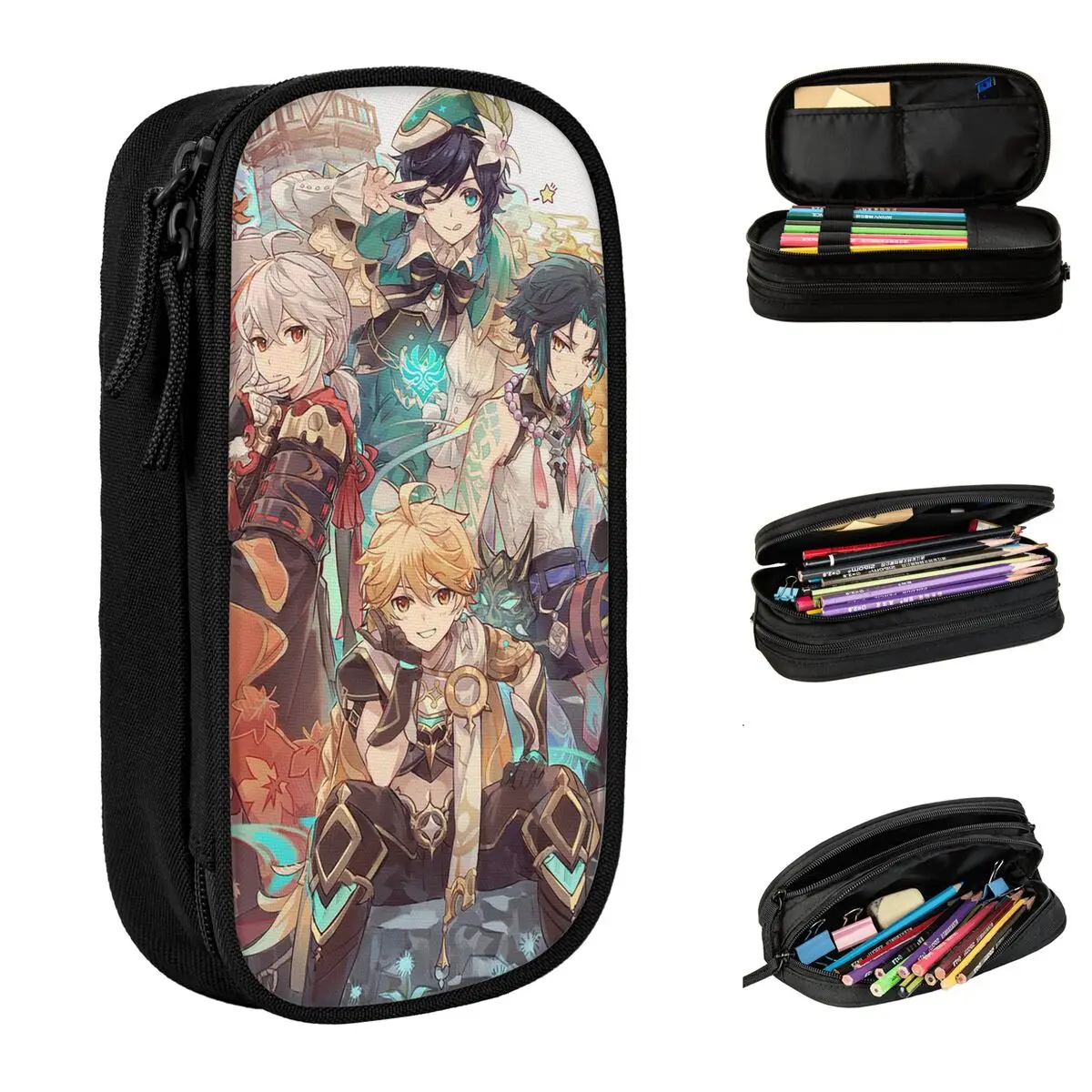 Аниме карандаш Genshin Impact Acg, милый карандаш каэдхара Kazuha Xiao Aether, сумка для ручек, студентов, школьников, пенал на молнии