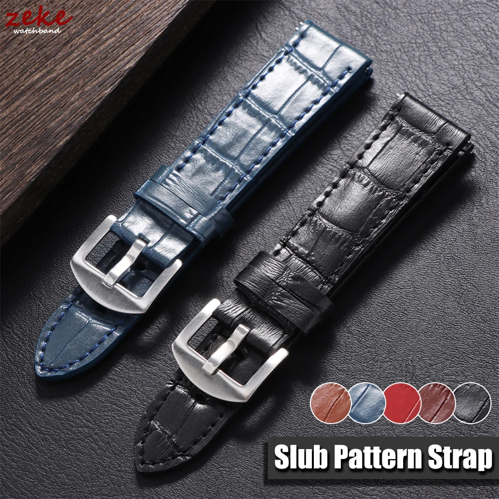 Elegant Slub Pattern Genuine Calfskin Leather Watch Strap – Universal Fit Watchband