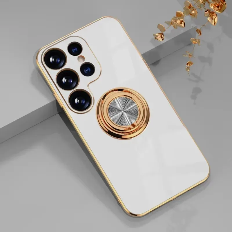 Enhanced Plating Metal Ring Holder Phone Case with 5G Compatibility