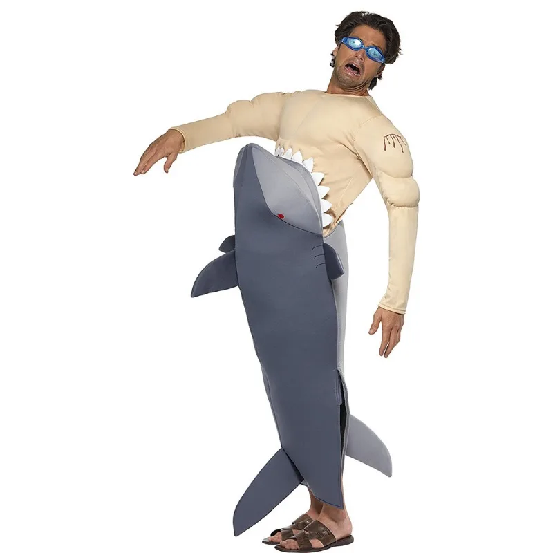 

In Stock Man-eating Shark Set Cosplay Halloween Christmas Party Costume Clothes Stage Performance Role Play Free Shipping