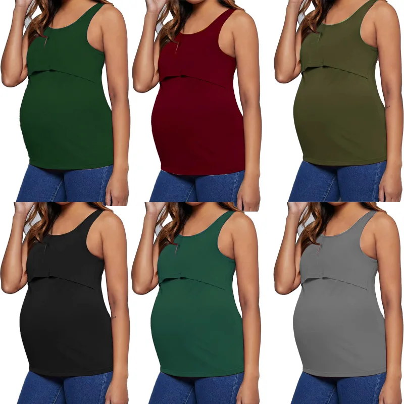 Summer Breastfeeding Tank Top Sleeveless T-Shirt Women Matenity Nursing Clothes Prenancy Fashion Casual Clothes