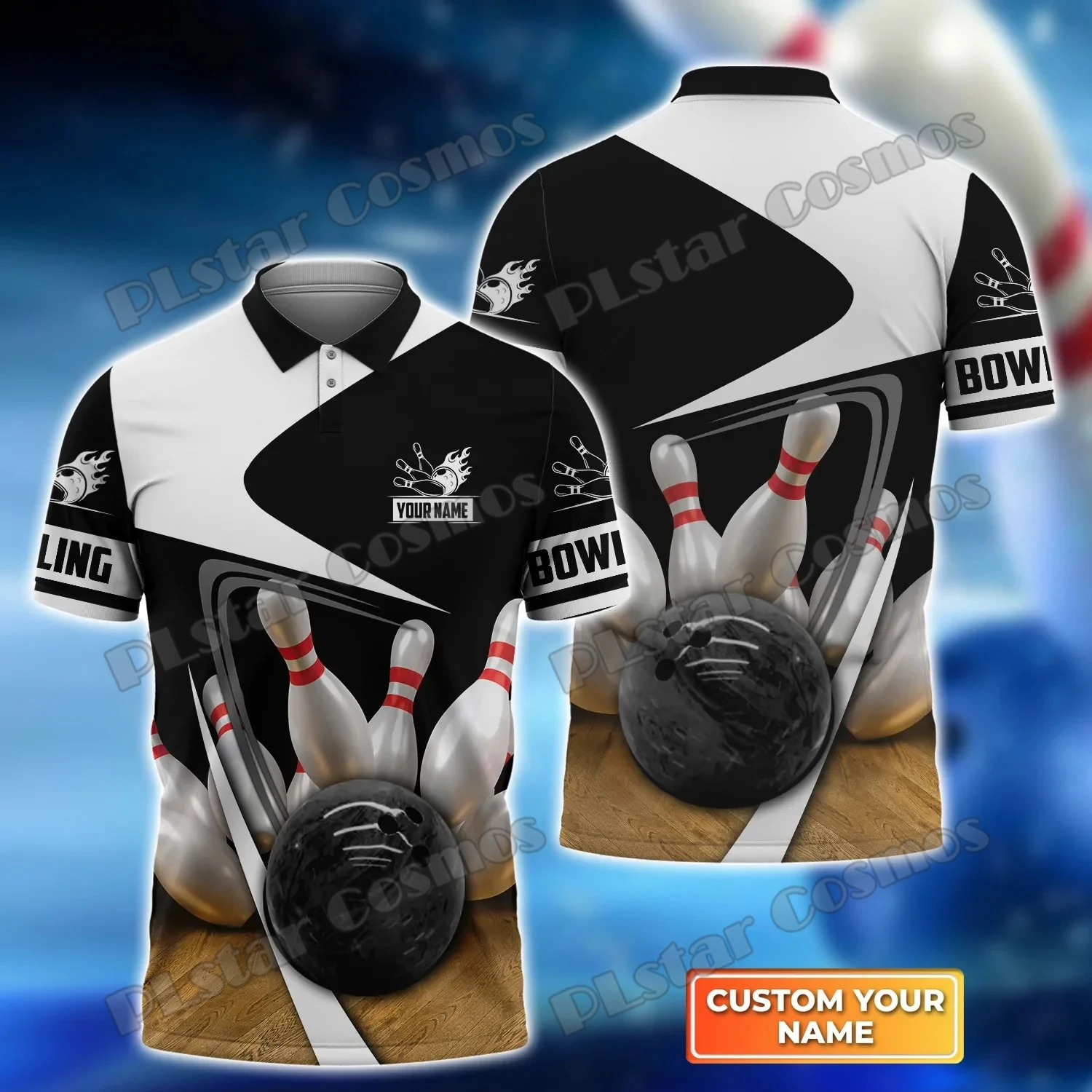 Giocatore di bowling Nome personalizzato Polo da uomo stampata in 3D Camicia estiva a maniche corte da strada Miglior regalo per gli amanti della bowling WK38 - immagine 6