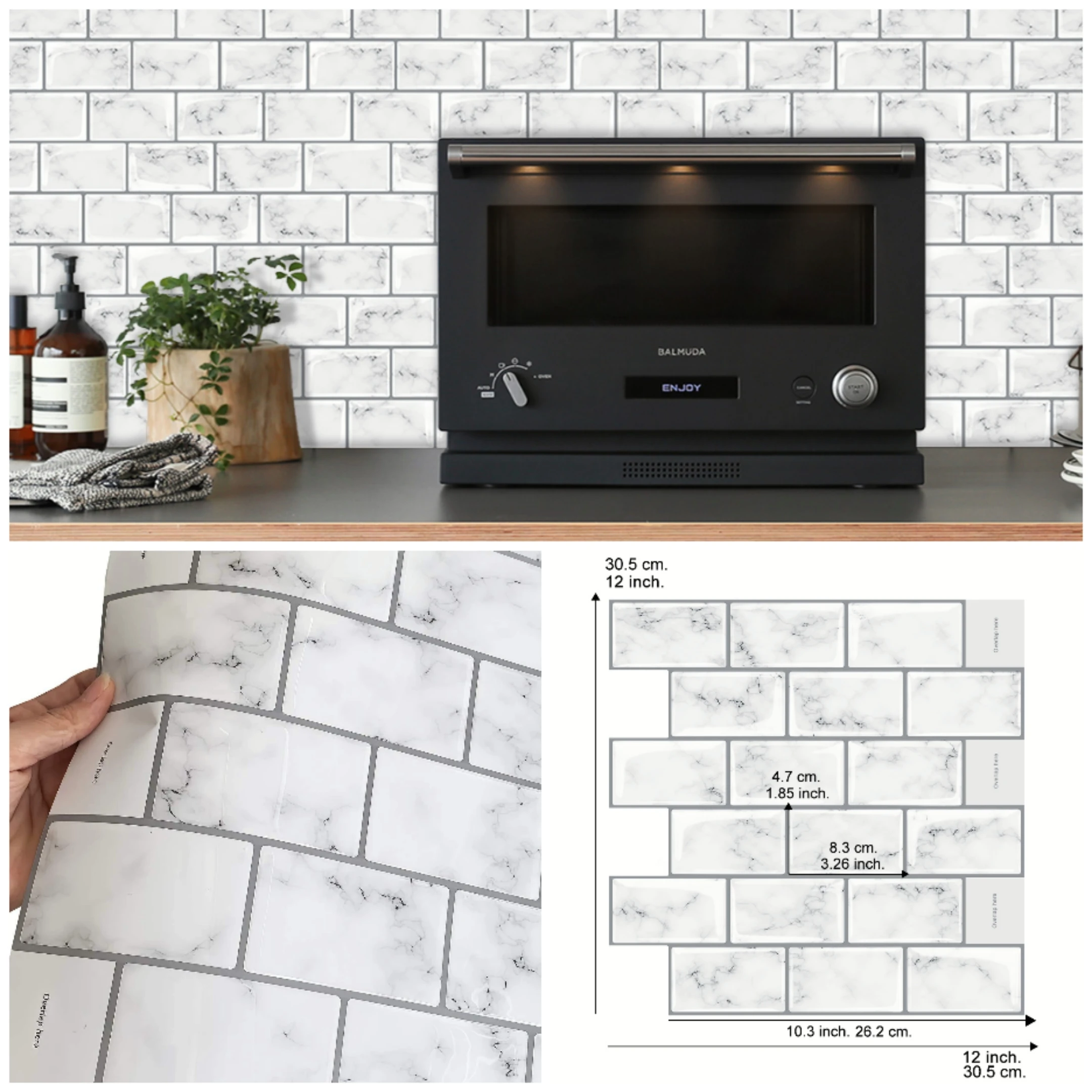 EasyTiles Bathroom Backsplash, Pantry Waterproof Decorative Wall Tiles, Office Baffle, Home Decoration Wallpaper-1 Sheet