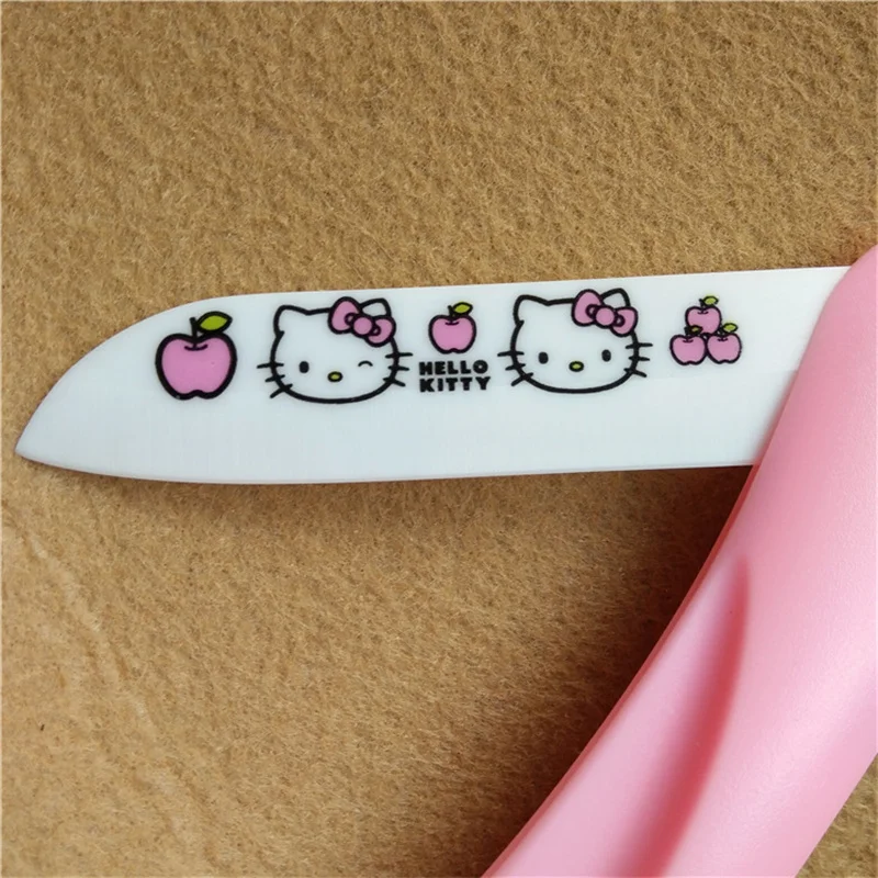 Adorable Hello Kitty Ceramic Folding Fruit Toy Knife - Travel-Friendly Kawaii Sanrio Anime Cartoon Series Food Toy Knife and Peeler Set for Home and On-the-Go Fun - Image 2