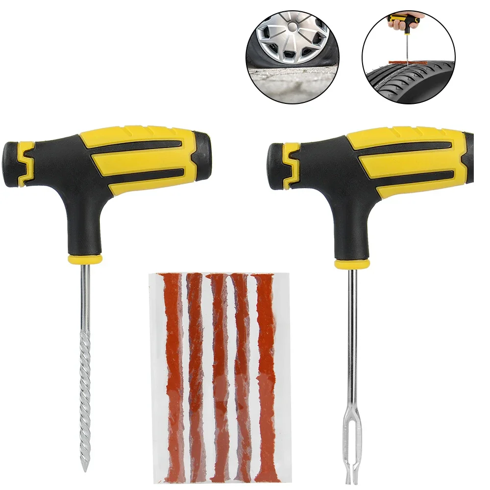 Tire Repair Kit Car Tire Repair Tools Kit with Rubber Strips Tubeless Tyre Puncture Studding Plug Set for Truck Motorcycle Car Accessories