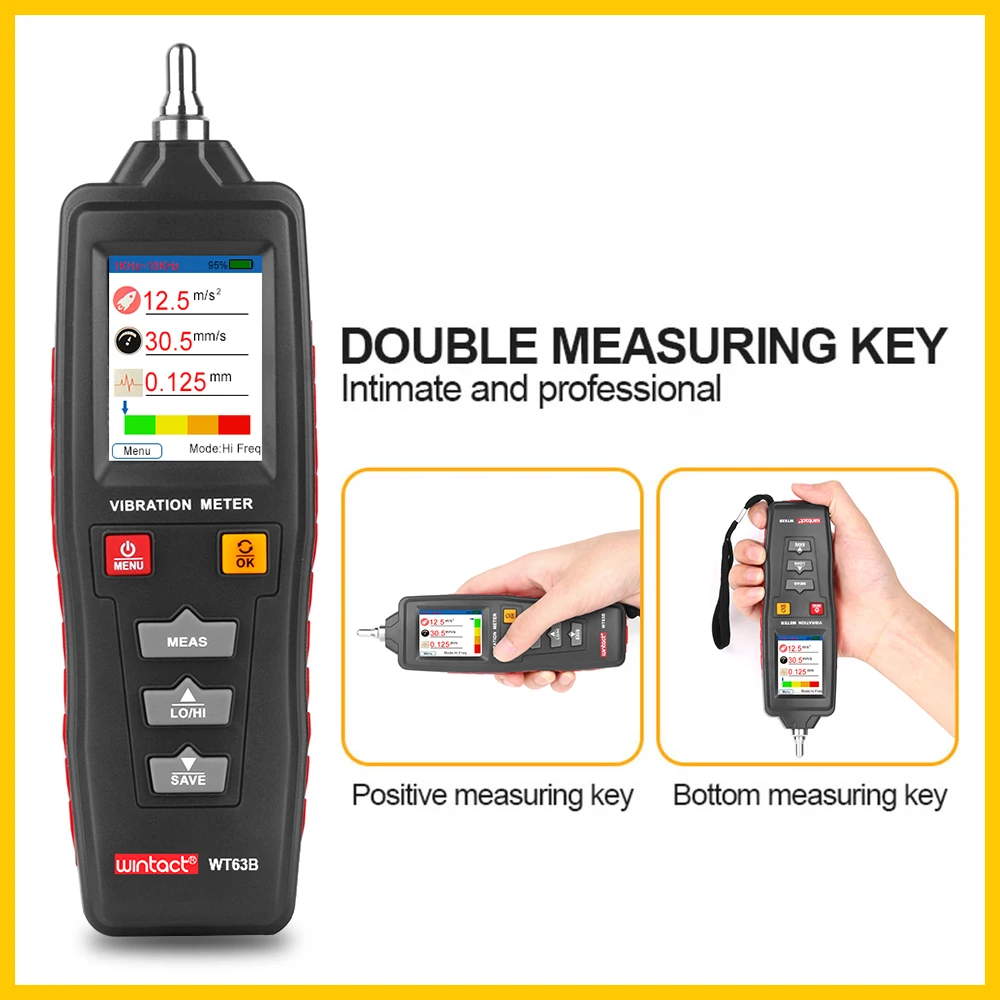 Wintact Industrial Digital Vibration Meter Vibration Analyzer Precision Vibration Measurement Device Handheld 2