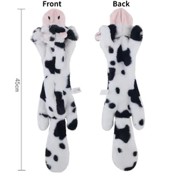 Playful Animal Squeaky Plush Dog Toy with Crinkle Sounds - Durable and Stuffing-Free (Cow)