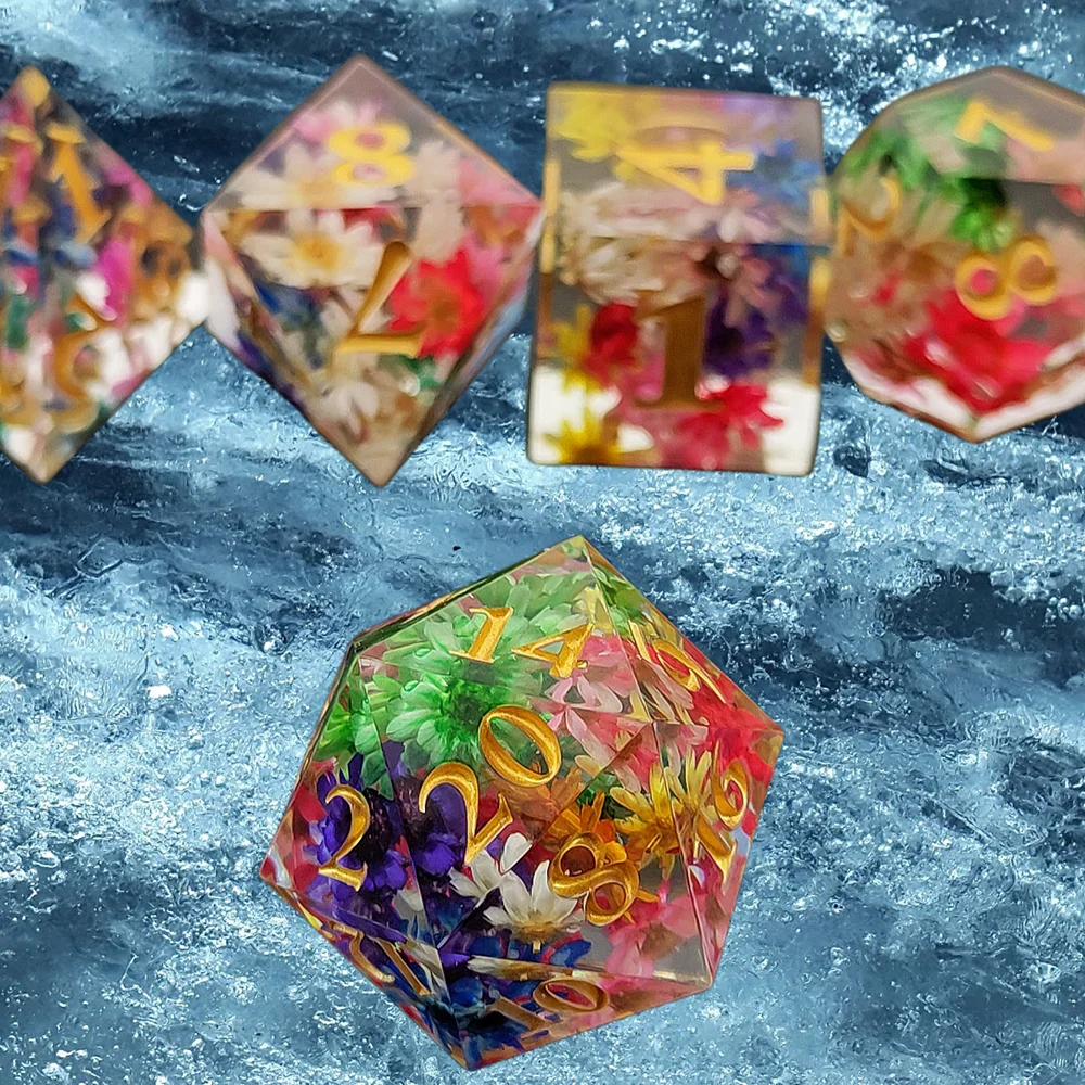 Colourful Resin Dice Sharp Edge Polyhedral Dice DND Dice Set For Dungeon and Dragon Pathfinder Role Playing Game(RPG)/MTG Game 4
