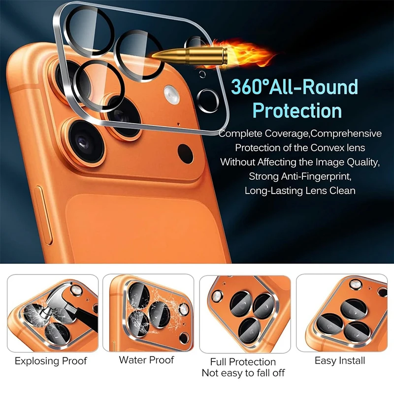 5Pcs Camera Lens Protector Glass For iPhone 15 14 13 12 11 16 17 Pro Max Mini Camera Protective Glass Film For iPhone 16 15 Plus 2