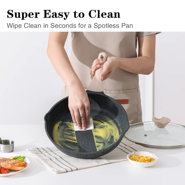 KORDISEN 8/9.5/11 Inch Nonstick Frying Pan Round Induction Cooker Gas Stove Compatible Granite Aluminum Skillet Bakelite Handle 6