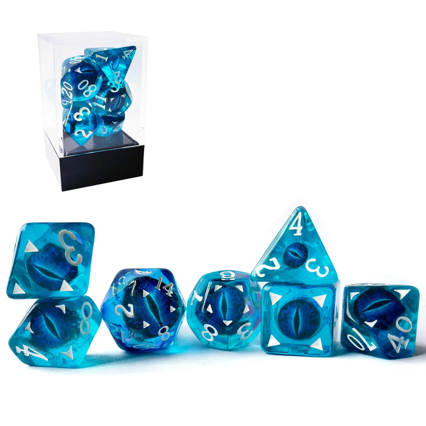 Bescon Dragon Eye RPG Dice Set of 7, Dragon Eye Polyhedral Dice Set, 6 Colors Available 2
