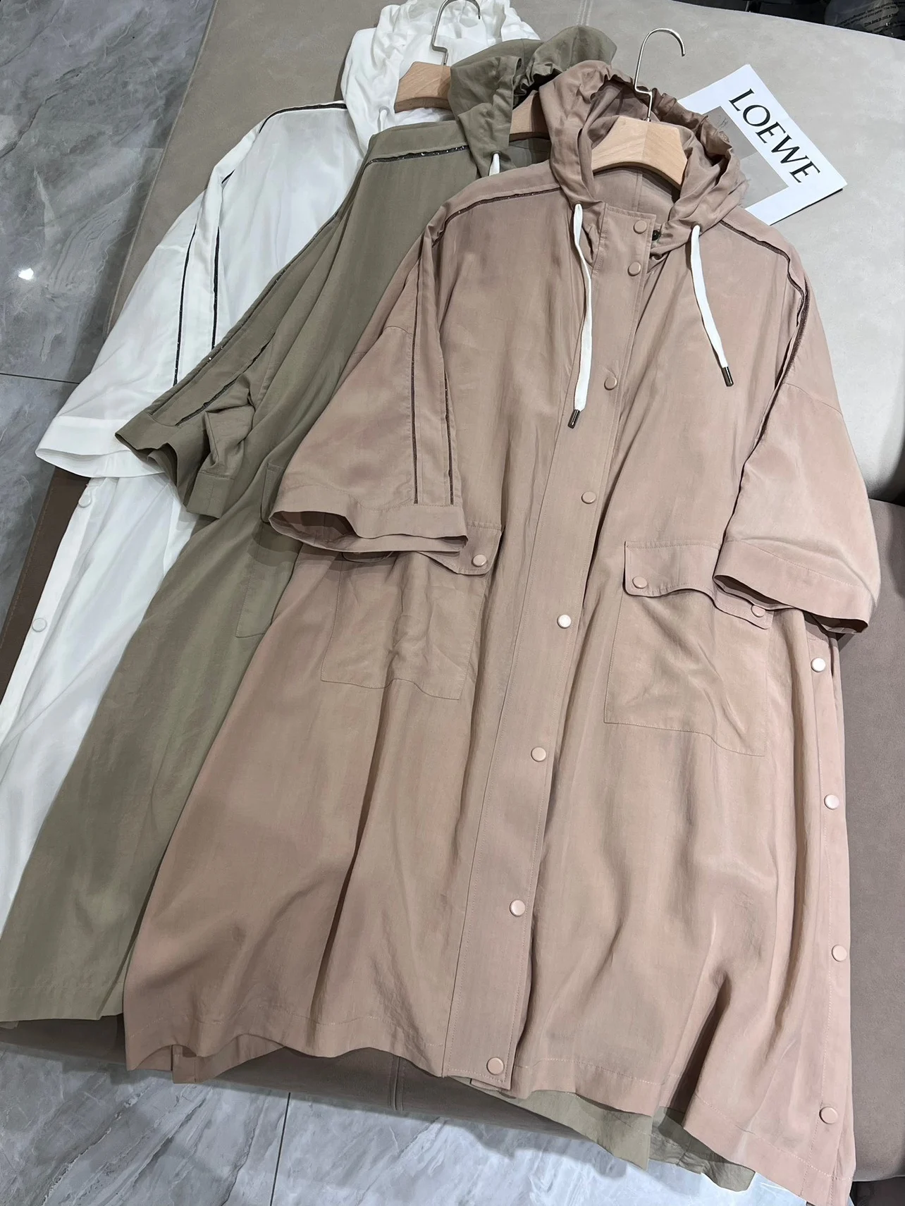 

Women Spring/Summer Lightweight Tencel Fabric Loose Sun Protection Long Trench Coat Jacket