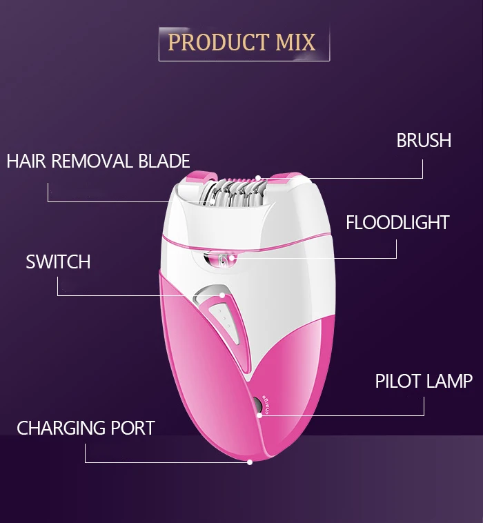 KM-189A USB ricaricabile donne elettrico depilatore femminile epilatore viso depilazione gambe depilatorio_voghion.com