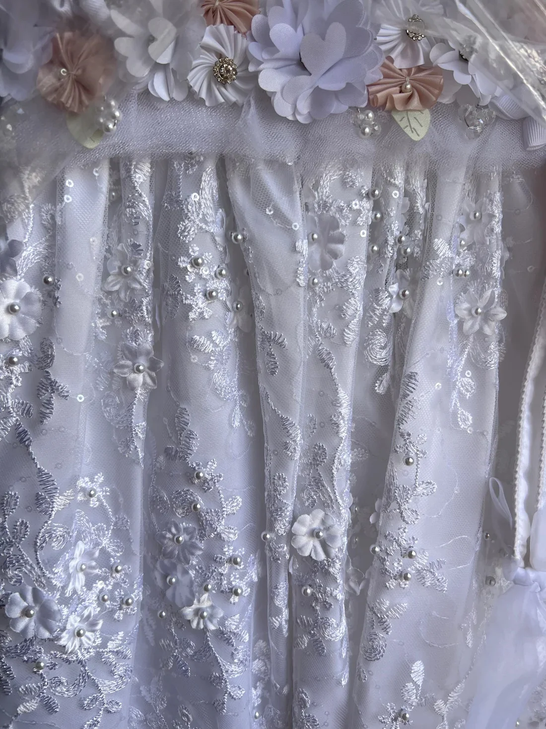 Lace Pearl Baby Gown 2