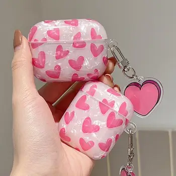 충격 방지 USB-C 케이스, 애플 에어팟 프로 2, 3, 1, 2023 프로 2, 3, 2, 1 세대, 핑크 러브 하트 보호 쉘 커버