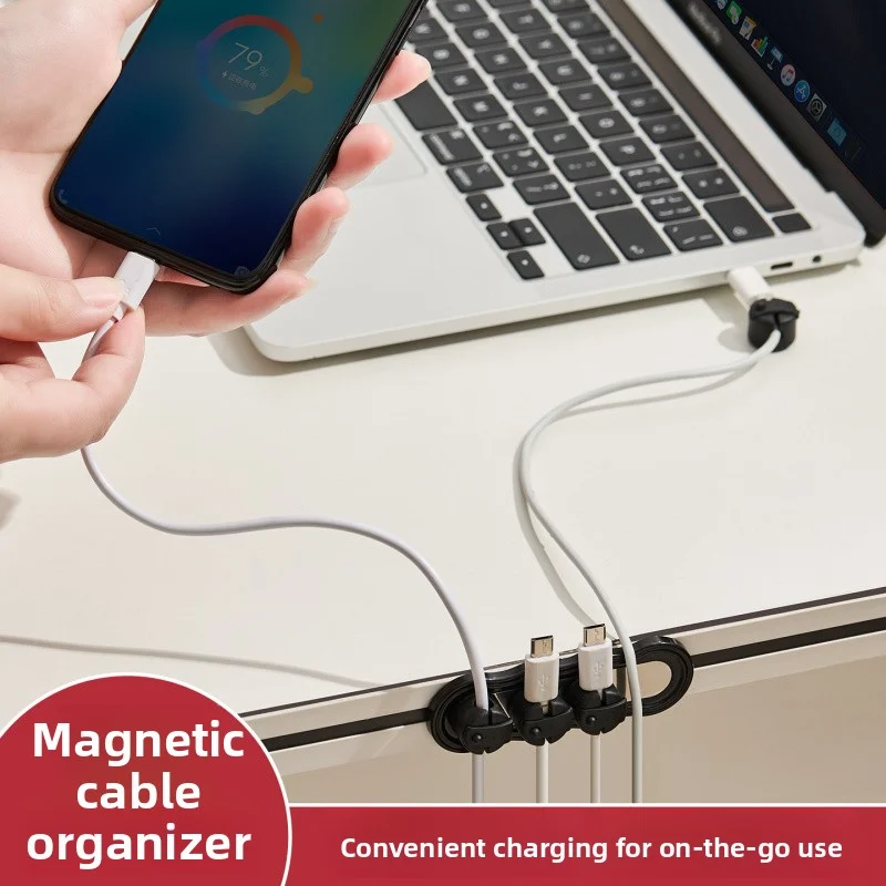 Organizzatore Magnetico da Scrivania per Cavi, Clip per Cavi da Comodino, Clip per Cavi di Ricarica, Organizzazione Ordinata dei Cavi, Essenziale per la Scrivania - immagine 4