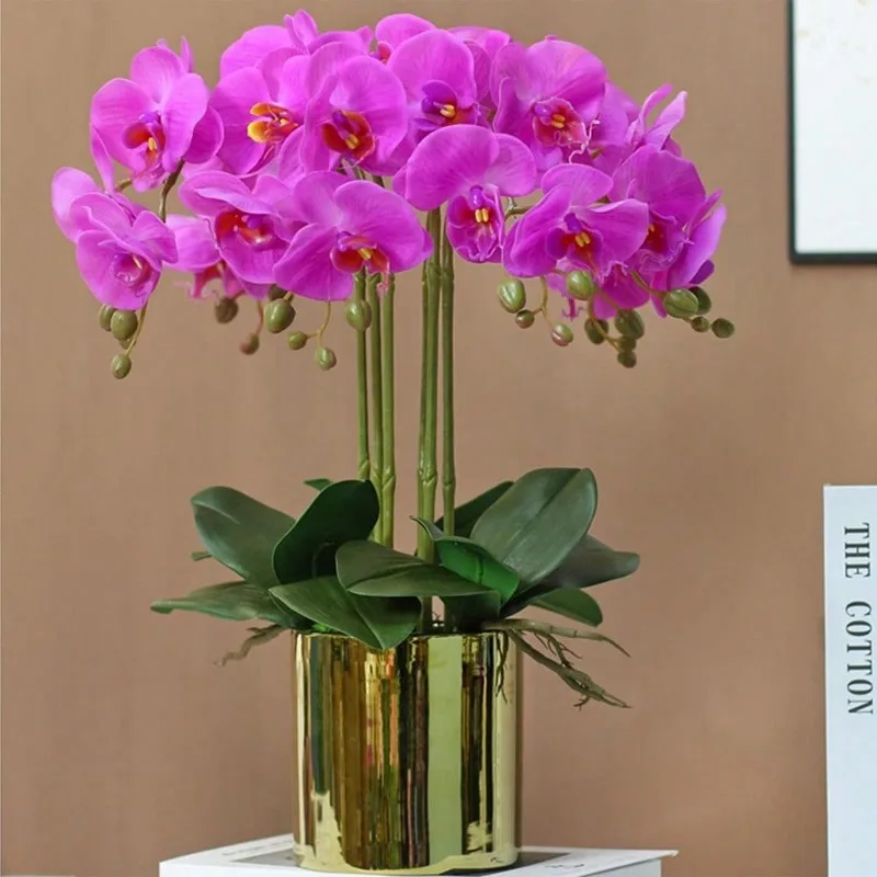 1 Stück künstliche Orchideenstiele für Wohnzimmer, Heimdekoration, Hotelhochzeit, Blumenarrangement, Kunstblumen – Detail 10