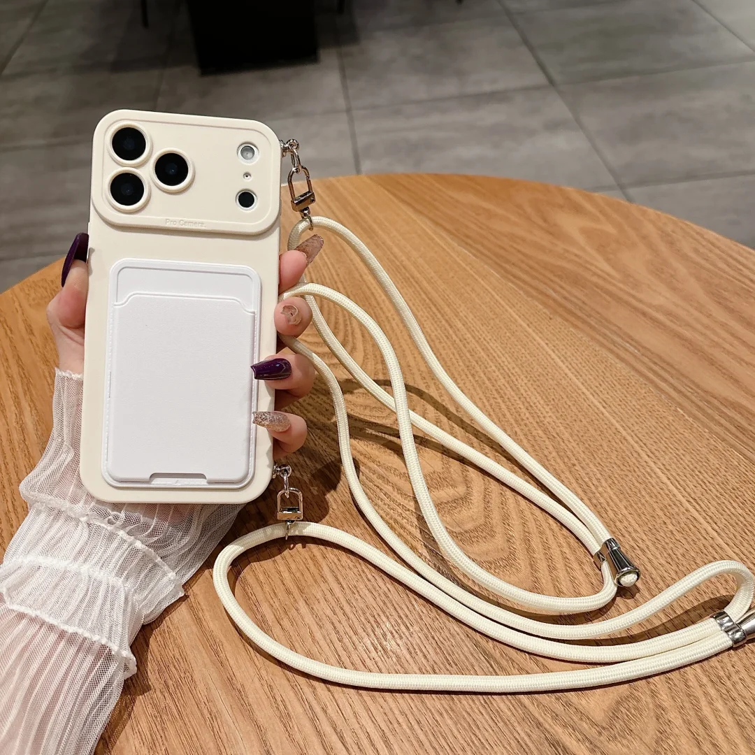 Crossbody Lanyard Phone Case with Card Holder and Back Cover