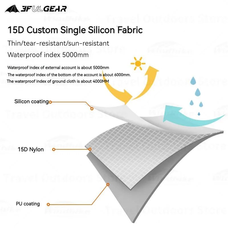 3F UL GEAR LanShan Camping Tent Shelters 1-2 Peopel Professional Outdoor Travel Ultralight 3/4 Season Tent 15D Nylon Silicone