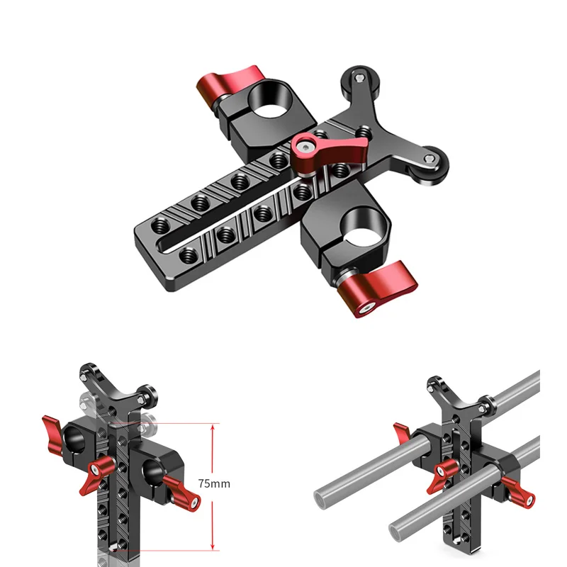 

FEICHAO 15 мм двойной трубчатый зажим с регулируемой высотой 1/4 держатель объектива камеры поддержка стенда Система фокусировки рельсовый слайдер кронштейн