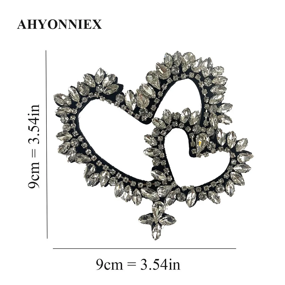 1-teilige handgefertigte herzförmige Strass-Perlen-Aufnäher für Kleidung, zum Aufnähen, Abzeichen, Applikation, Jeans, Dekoration, Aufnäher – Detail 7