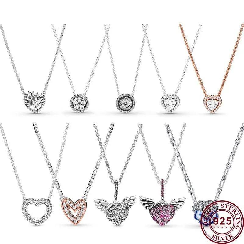 New Hot 925 Silver Shining Angel Eternal Love Women Necklace Women's Wedding High Quality Gift Fashion Charm Jewelry new valentine eternal rose jewelry box rotate wedding pendant necklace storage case for women girlfriend jewelry displ v9q9