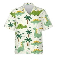 Cartoon Dinosaur 3D Printed Shirts For Men Clothes Cute Design Lapel Blouse Hip Hop Boy Streetwear Harajuku Surfing Short Sleeve 2