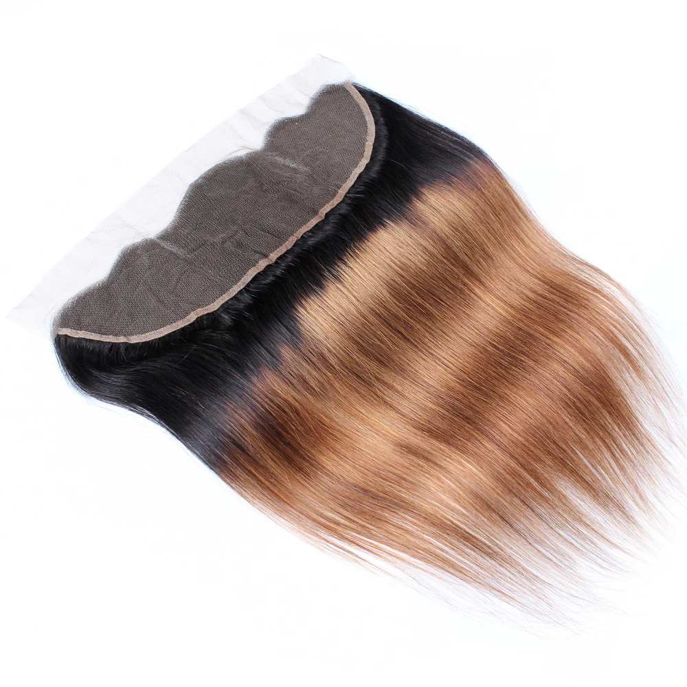 13*4 Lace Frontal 14 Inch Straight 4x13 Frontals Honey Blonde human hair T1B30 T1B27 Ombre Color Ear To Ear Front Lace